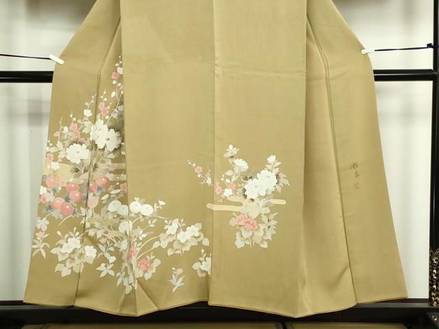 平和屋着物■訪問着 作家物 刺繍 草花文 金彩 正絹 逸品 DABE9488sf