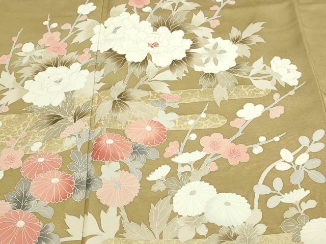 平和屋着物■訪問着 作家物 刺繍 草花文 金彩 正絹 逸品 DABE9488sf