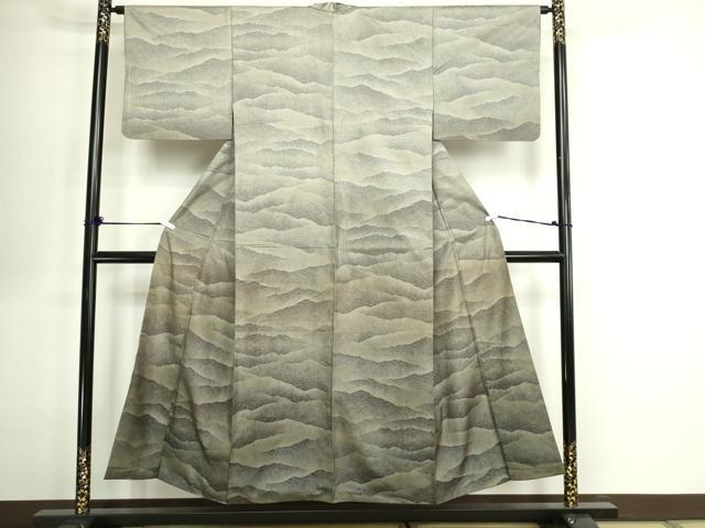 平和屋着物■訪問着 紬地 遠山文 暈し染め 正絹 逸品 DABE9489sf