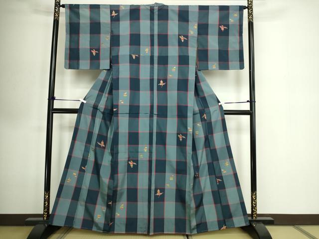 平和屋着物■上質な紬 舞蝶文 正絹 逸品 DABE9491sf