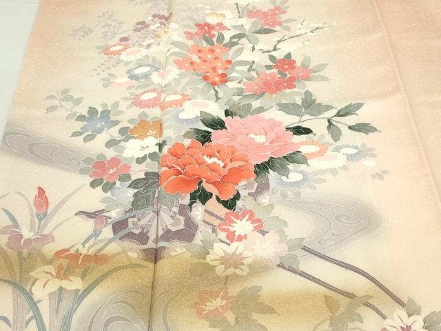 平和屋着物■訪問着 流水草花文 暈し染め 金彩 正絹 逸品 DABE9500sf