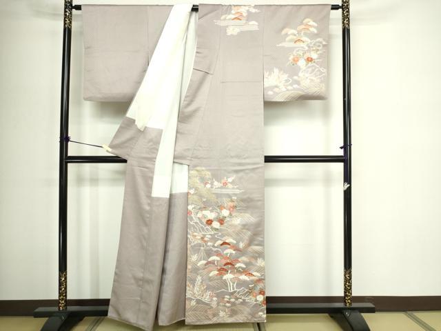 平和屋着物■訪問着 刺繍 草花文 松竹梅 正絹 逸品 DABE9508sf