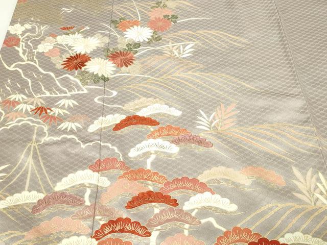 平和屋着物■訪問着 刺繍 草花文 松竹梅 正絹 逸品 DABE9508sf