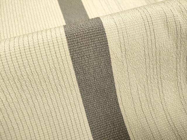 平和屋着物▽本塩沢 単衣 間道 正絹 逸品 DABE9521du