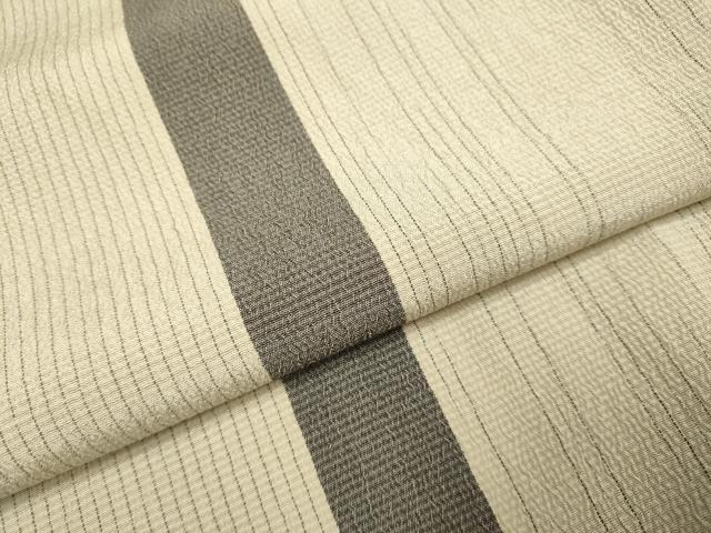 平和屋着物▽本塩沢 単衣 間道 正絹 逸品 DABE9521du