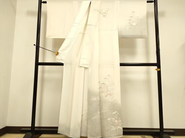 平和屋着物▽中国三大刺繍 スワトウ刺繍 汕頭刺繍 相良刺繍 総刺繍 訪問着 単衣 御所車花文 正絹 逸品 DABE9524du
