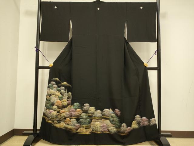 平和屋着物■豪華黒留袖 風景文 金彩 正絹 逸品 DABE9552du