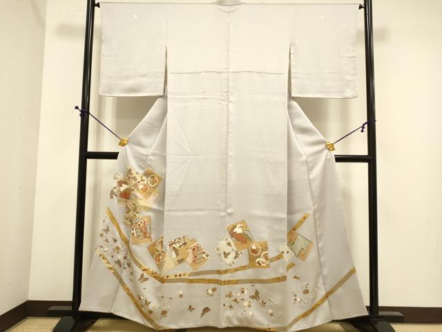 平和屋着物■豪華色留袖 駒刺繍 色紙花蝶文 金彩 正絹 逸品 DABE9556du