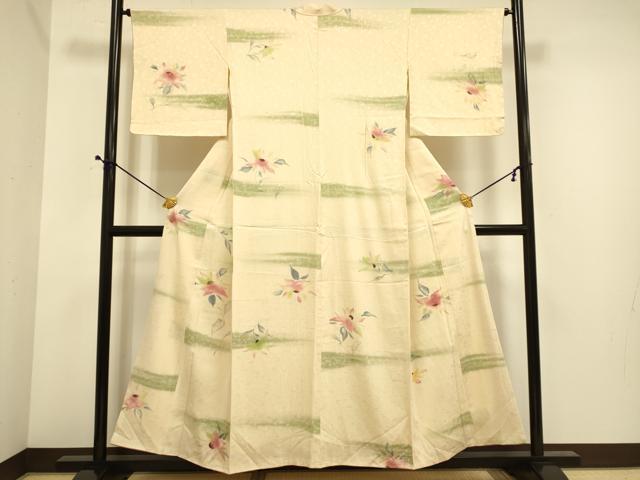 平和屋着物■上質な小紋 草花文 正絹 逸品 DABE9566du