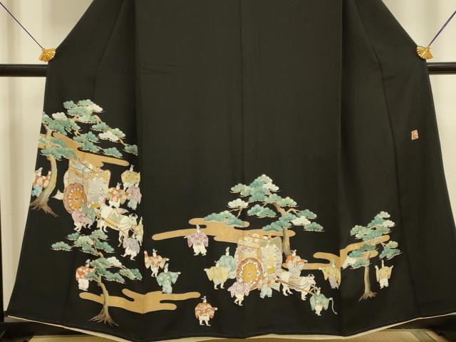 平和屋着物■豪華黒留袖 作家物 御所車人物文 金彩 正絹 逸品 DABE9594du
