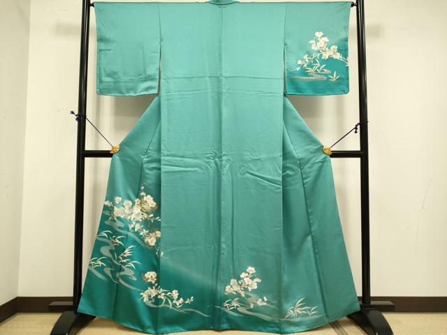 平和屋着物●訪問着 流水枝花文 暈し染め 金彩 正絹 逸品 DABE9611du