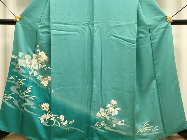平和屋着物●訪問着 流水枝花文 暈し染め 金彩 正絹 逸品 DABE9611du