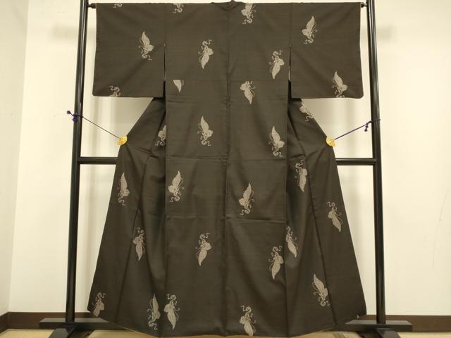 平和屋着物●本場大島紬 9マルキ 地空き 草花文 正絹 逸品 DABE9617du