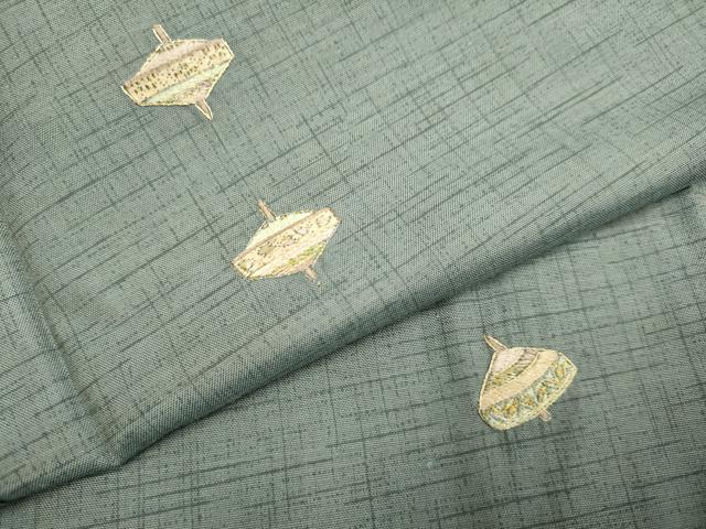 平和屋着物●訪問着 作家物 紬地 総刺繍 独楽 金糸 正絹 逸品 DABE9619du
