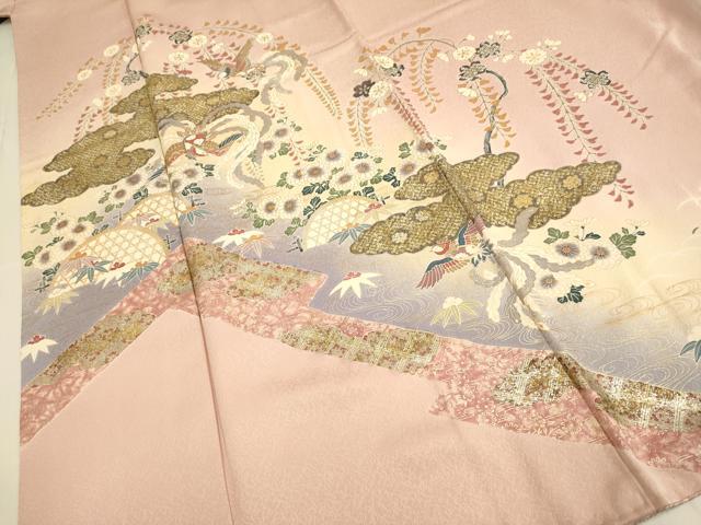 平和屋着物●訪問着 花鳥文 暈し染め 金銀彩 正絹 逸品 DABE9630du