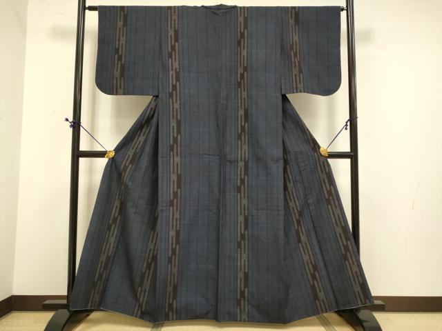 平和屋着物●結城紬 80亀甲 エ霞間道 正絹 逸品 DABE9633du