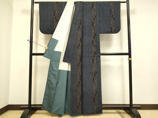 平和屋着物●結城紬 80亀甲 エ霞間道 正絹 逸品 DABE9633du