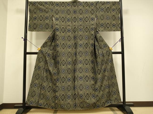 平和屋着物●上質な紬 洋花文 正絹 逸品 DABE9634du