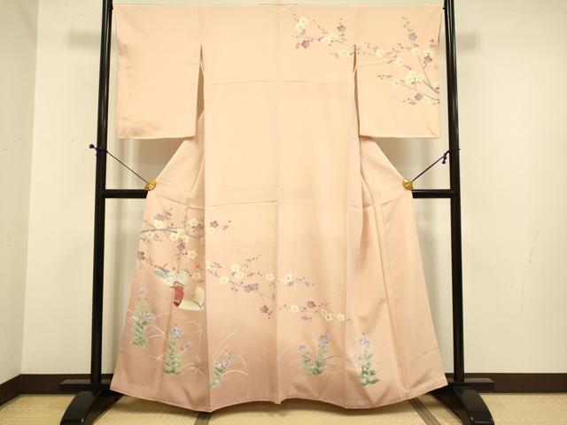平和屋着物●訪問着 友禅 鴛鴦花文 暈し染め 正絹 逸品 未使用 DABE9637du
