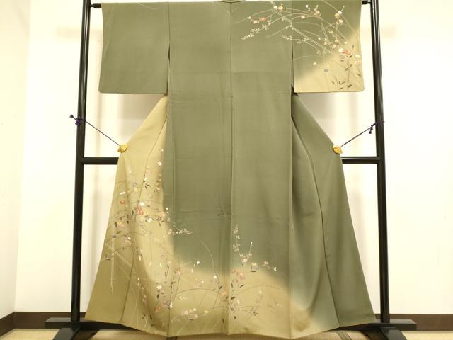 平和屋着物●訪問着 草花文 暈し染め 正絹 逸品 DABE9641du