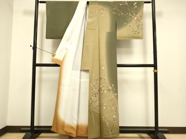 平和屋着物●訪問着 草花文 暈し染め 正絹 逸品 DABE9641du