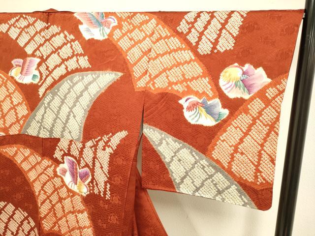 平和屋着物●訪問着 絞り 鴛鴦文 正絹 逸品 DABE9644du