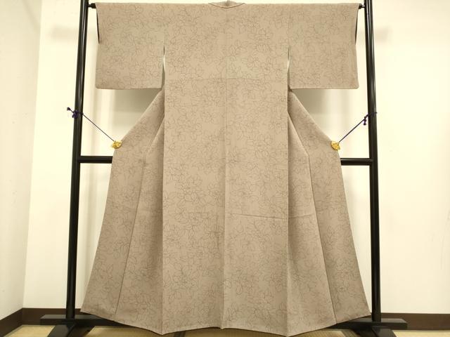 平和屋着物●上質な小紋 牡丹文 鬼しぼ縮緬 正絹 逸品 DABE9651du