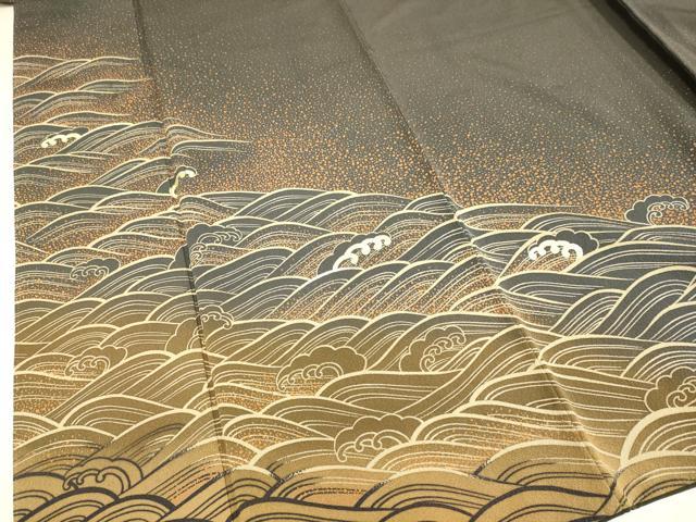 平和屋着物●ファッションデザイナー 花井幸子 訪問着 刺繍 立波文 正絹 逸品 DABE9658du