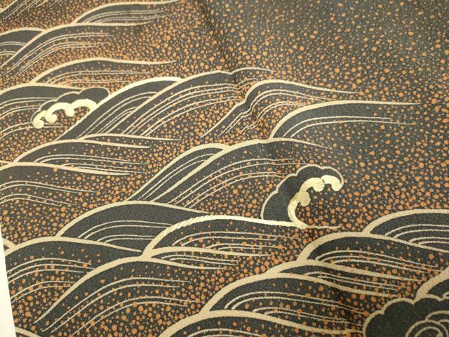 平和屋着物●ファッションデザイナー 花井幸子 訪問着 刺繍 立波文 正絹 逸品 DABE9658du