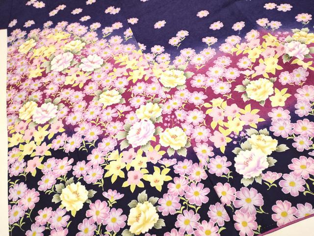 平和屋着物●豪華振袖 草花文 暈し染め 正絹 逸品 DABE9669du