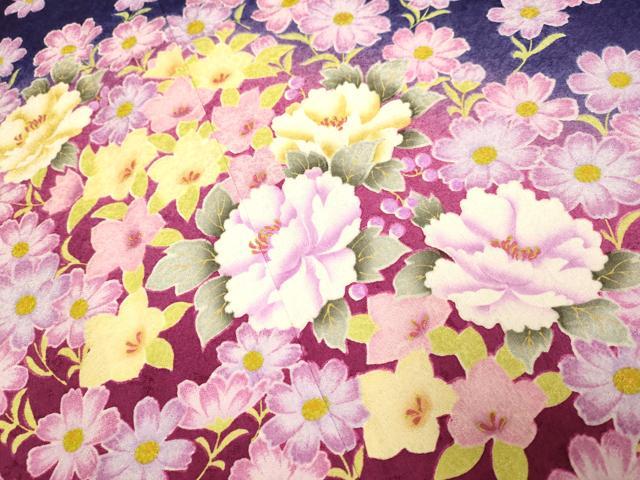 平和屋着物●豪華振袖 草花文 暈し染め 正絹 逸品 DABE9669du