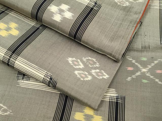 平和屋着物●本場琉球絣 紬 正絹 逸品 DABE9682du