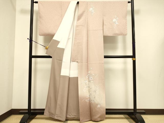 平和屋着物●訪問着 草花文 暈し染め 銀彩 正絹 逸品 DABE9692du