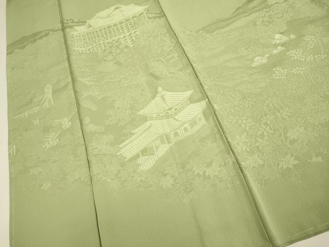 平和屋着物●無地絵羽訪問着 風景地紋 柳茶色 正絹 逸品 DABE9695du