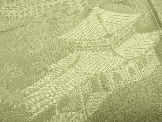平和屋着物●無地絵羽訪問着 風景地紋 柳茶色 正絹 逸品 DABE9695du