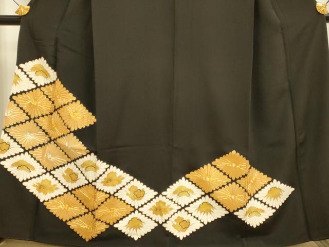 平和屋着物■豪華黒留袖 駒刺繍 花菱文 金彩 正絹 逸品 DABE9708du