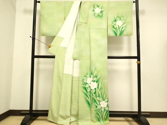 平和屋着物▼訪問着 手描き 草花文 暈し染め 金彩 正絹 逸品 DABE9722du