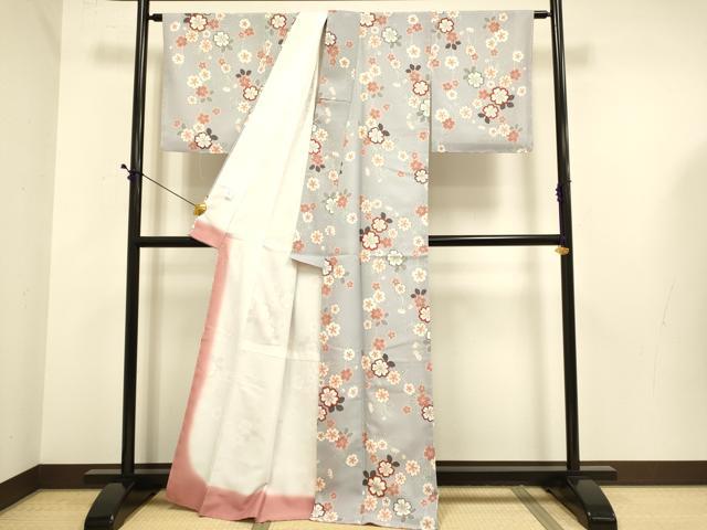 平和屋着物●小紋 枝桜文 洗える着物 未使用 DABE9747du