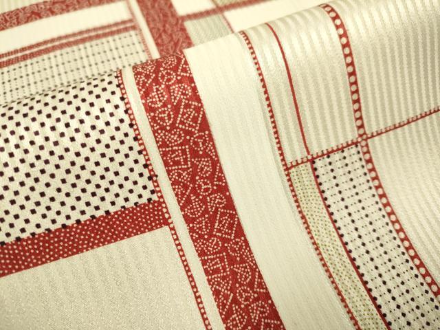 平和屋着物▽上質な小紋 単衣 格子柄 正絹 逸品 DABE9749du