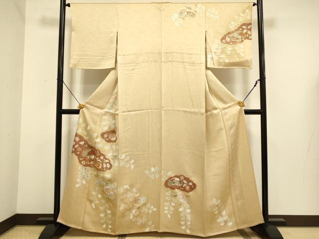 平和屋着物▽訪問着 単衣 駒刺繍 辻が花 金彩 正絹 逸品 DABE9754du