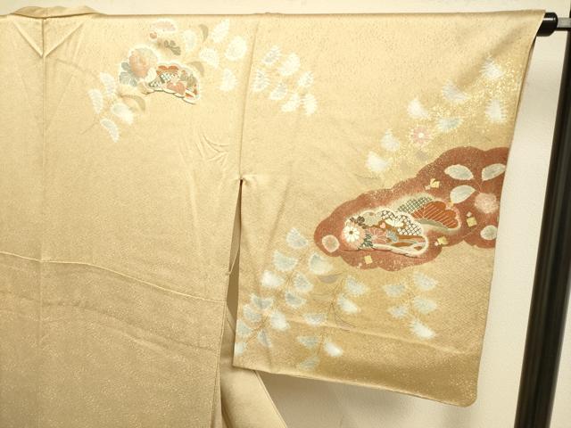 平和屋着物▽訪問着 単衣 駒刺繍 辻が花 金彩 正絹 逸品 DABE9754du