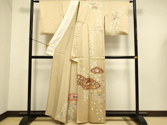 平和屋着物▽訪問着 単衣 駒刺繍 辻が花 金彩 正絹 逸品 DABE9754du