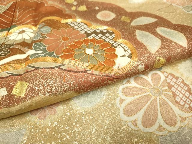平和屋着物▽訪問着 単衣 駒刺繍 辻が花 金彩 正絹 逸品 DABE9754du
