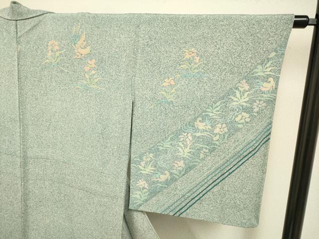 平和屋着物▽京友禅作家 木村勝美 訪問着 単衣 花鳥文 たたき染 鈴乃屋扱い 正絹 逸品 DABE9755du