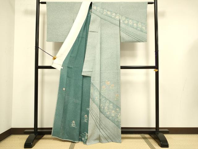 平和屋着物▽京友禅作家 木村勝美 訪問着 単衣 花鳥文 たたき染 鈴乃屋扱い 正絹 逸品 DABE9755du