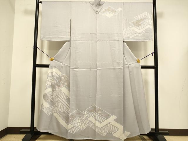 平和屋着物▽訪問着 単衣 絞り 刺繍 吉祥花文 金彩 正絹 逸品 DABE9756du