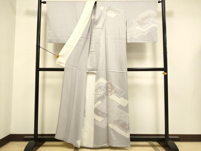平和屋着物▽訪問着 単衣 絞り 刺繍 吉祥花文 金彩 正絹 逸品 DABE9756du