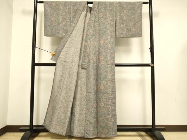 平和屋着物▽小紋 単衣 花間道 洗える着物 DABE9759du
