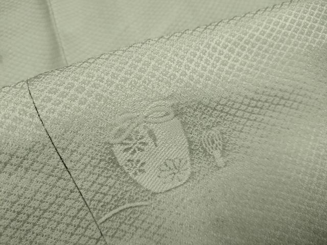 平和屋着物▽上質な色無地 単衣 茶道具地紋 豆がら茶色 正絹 逸品 DABE9767du