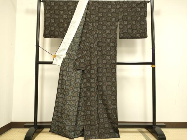 平和屋着物▽小紋 単衣 幾何学文様 洗える着物 DABE9774du